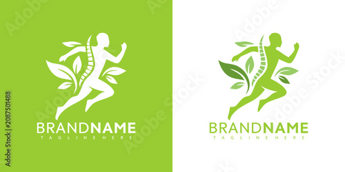 Running sport logo with leafy green design.