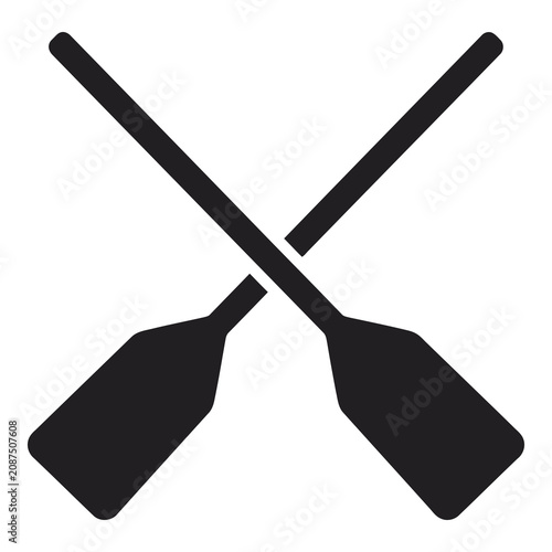 Schilderij op canvas Two crossed oars for rowing boats and water sports equipment icon