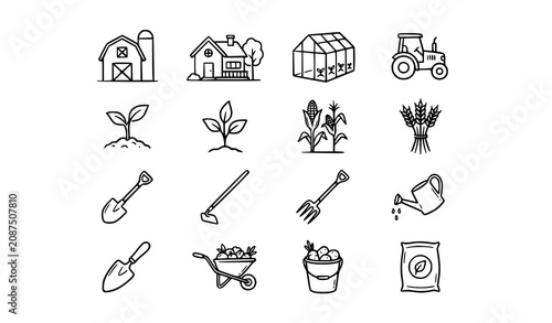 Photos Farm cultivation doodle icon set minimalist agriculture vector