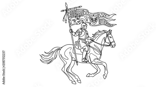 Foto Knight on Horseback with Banner