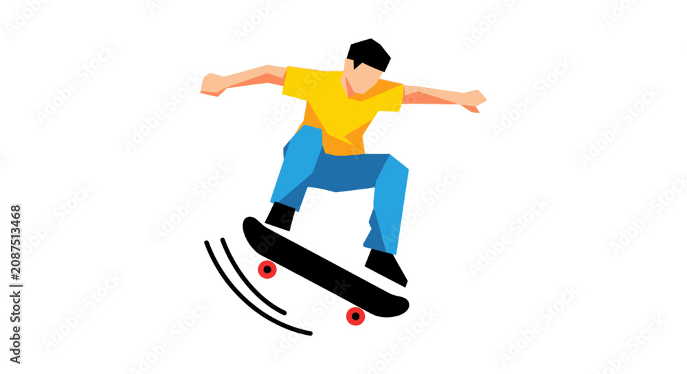 Fototapeta premium Skateboarder Performing Trick on White Background