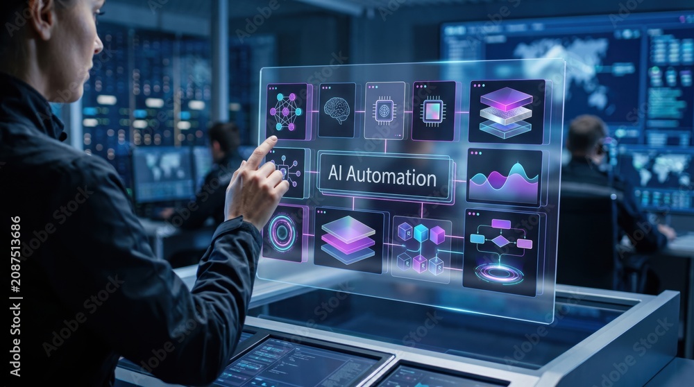 Fototapeta premium Artificial Intelligence - AI Automation Interface and Virtual AI Control Panels