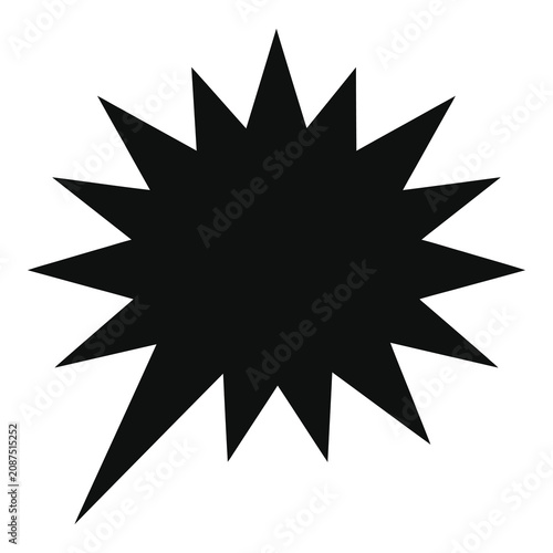 Black explosion burst symbol for comic book speech bubble  dramatic emphasis element icon