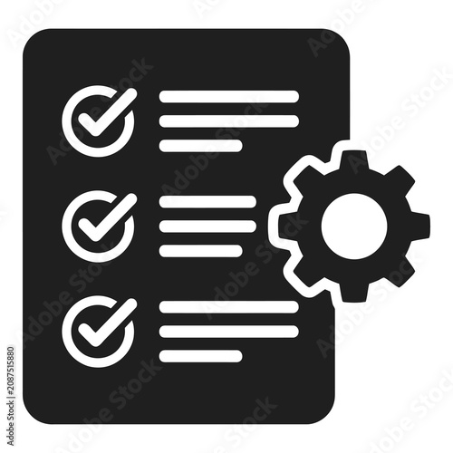 Tableau sur toile Checklist with gear icon for business workflow and management process  efficient