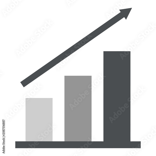 Foto Gray bar chart with ascending arrow graph showing growth  business statistics ic
