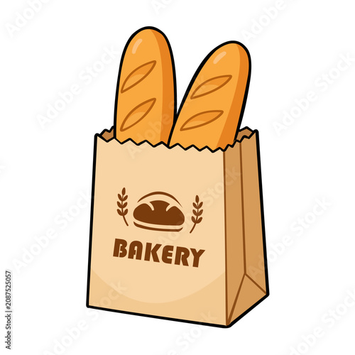 bakery paper bag with baguette icon