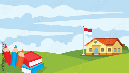 Tableau sur toile Back To School Learn and Play Nature Landscape Background.cdr