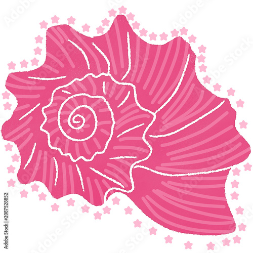 pink seashell cute doodle ilustrasi