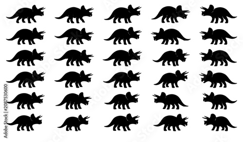 Fotografía Triceratops Dinosaur Silhouette Vector Collection Prehistoric Animal Set