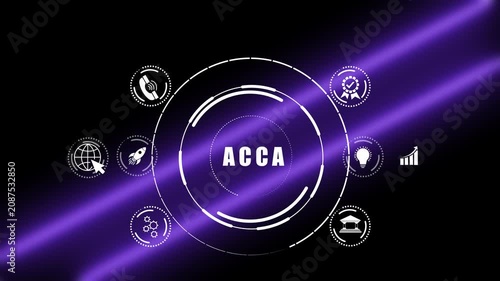 Futuristic Neon Interface for Chartered Certified Accountants ACCA and Enterprise Wealth Growth 4K Animation Video