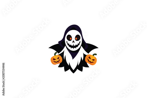 Tableau sur toile halloween pumpkin with a phantom