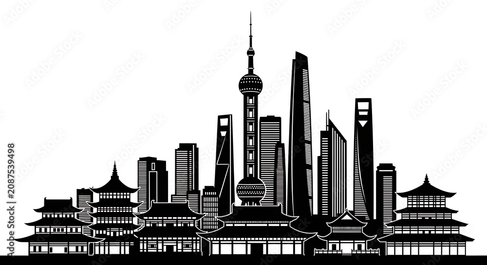Obraz premium Modern city skyline vector illustration