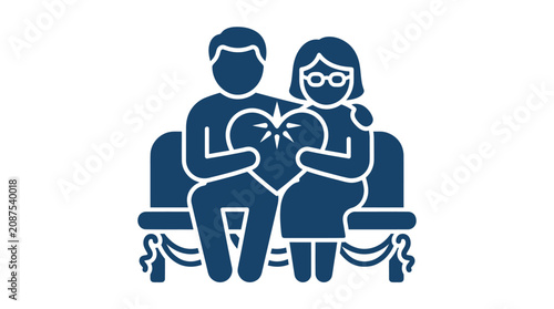 Canvastavla Couple sitting on a couch together.