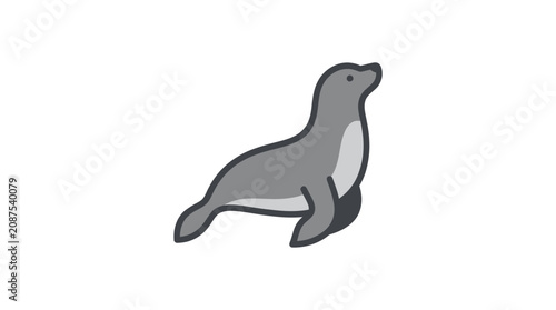 Tableau sur toile Cute cartoon seal on white background.