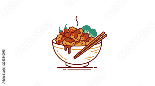 Foto Delicious bowl of noodles with chopsticks.