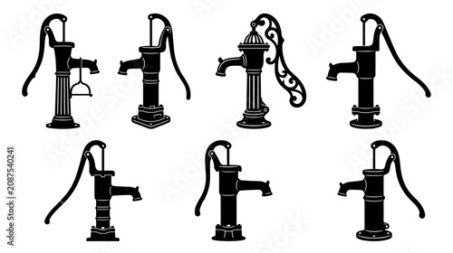 Vintage Water Pump Silhouettes Collection