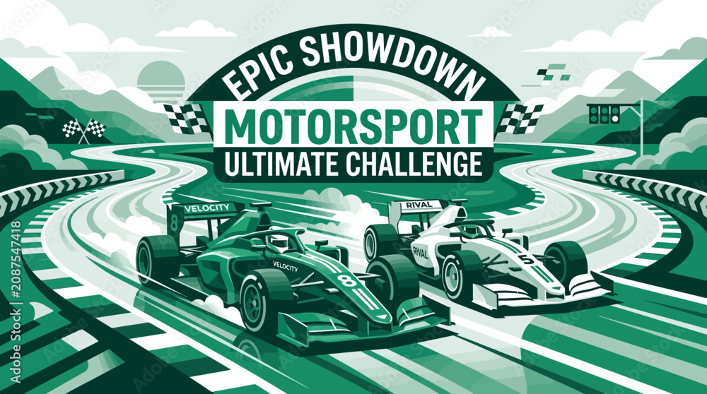 Obraz premium Epic Motorsport Challenge With Formula Racing Cars Competing On Track