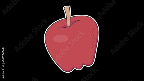 Seamless looping animation of a swaying red apple for autumn and harvest celebration concepts. Flat style sticker design element isolated on transparent alpha channel background