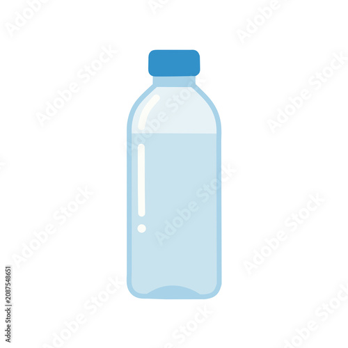Plastic Water Bottle Flat Icon Isolated on Transparent Background