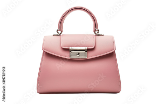 Pink Structured Leather Handbag with Metallic Clasp and Handle purse blush