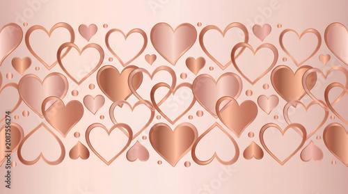 Seamless hearts and dots pattern on soft pink background Generative AI