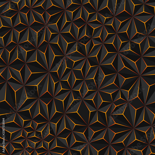 Geometric Triangle Pattern with Glowing Orange Edges Background