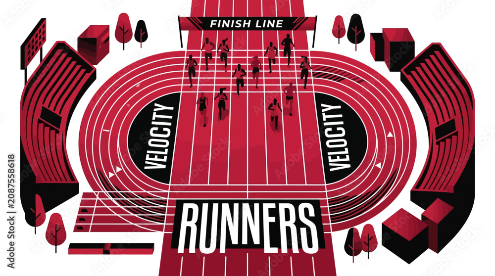 Obraz premium Dynamic Runners Compete On The Track Towards The Finish Line
