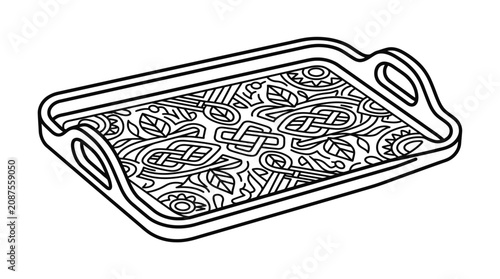 Fotografie Dynamic Black and White Line Art of a QWERTY Keyboard Inside a Tablet Device Out