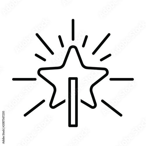 Obraz na plátně Minimalist magic wand icon vector illustration representing enchantment and crea