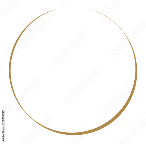 Calligraphy Round Circle Frame - Hand Drawn Gold Christmas Holiday Ornament (Vector, Transparent)