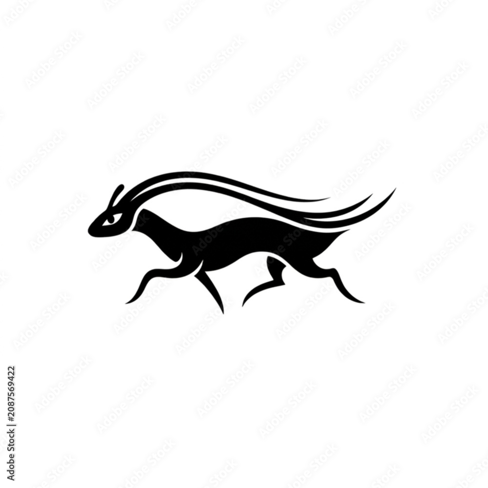 Obraz premium vector illustration of a silhouette of a hybrid horse and fox with large glowing eyes