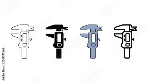 Vászonkép Four different styles of digital calipers isolated on a white background