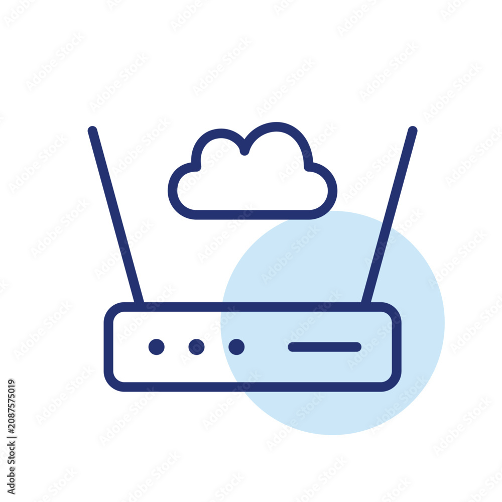 Fototapeta premium Cloud network router, wireless cloud connection. Pixel perfect, editable stroke vector icon
