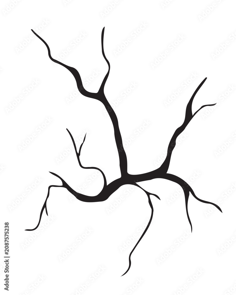 Fototapeta premium Black crack or ground split silhouette. Vector flat cartoon illustration of a broken surface pattern isolated on white background.