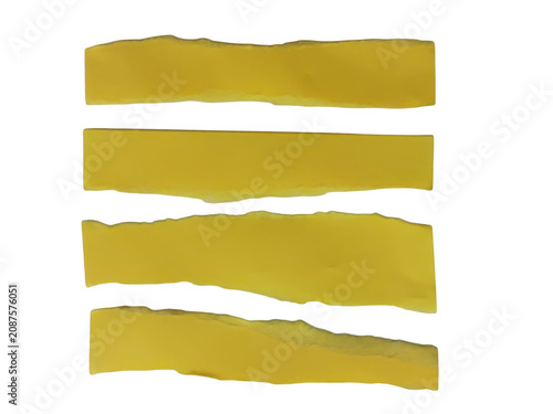 Bild auf Leinwand Three horizontal golden-brown paper strips with frayed edges isolated on transpa
