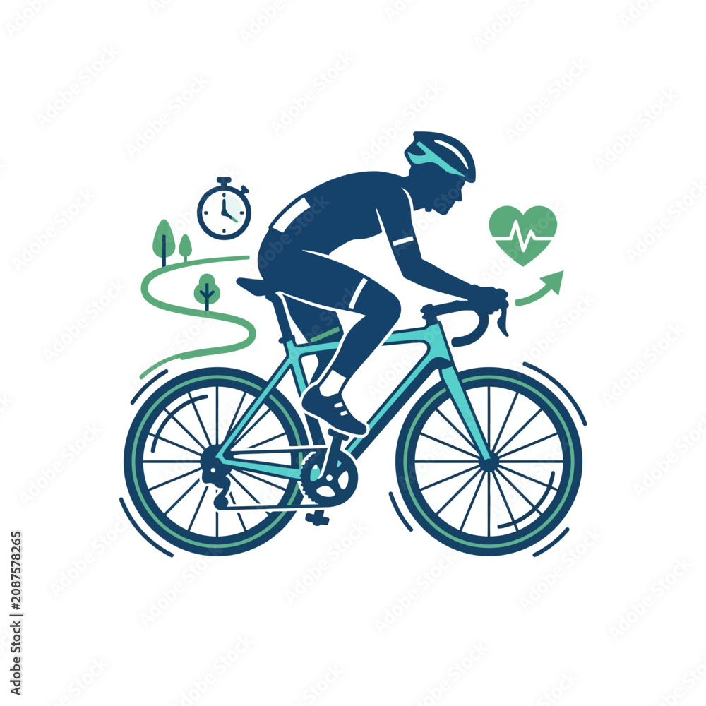 Fototapeta premium Cyclist Riding Bicycle Fast Pace.