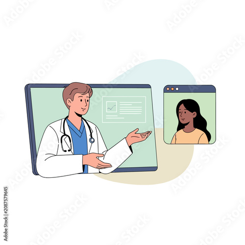 Virtual Doctor Consultation Showing Patient And Physician Interaction Online