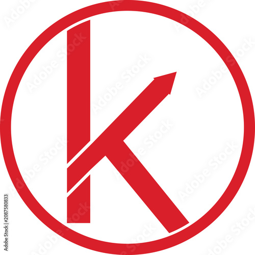 Letter K with Arrow Logo design concept on white background
