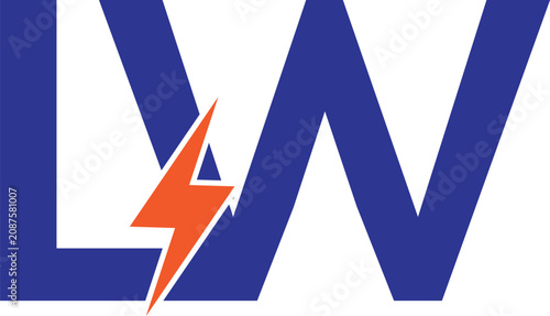 LW Letter mark Logo with Lightning Bolt transparent background