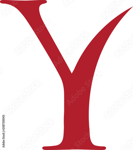 Red Serif Letter Y Isolated Logo isolated on a white background