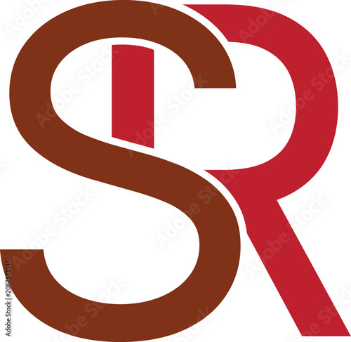 SR Intertwined Letters Logo isolated on a white background