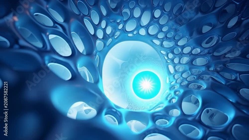 Background for elegant design cover or modern composition. Blue abstract background. Organic fractal structures hole round macro geometry.