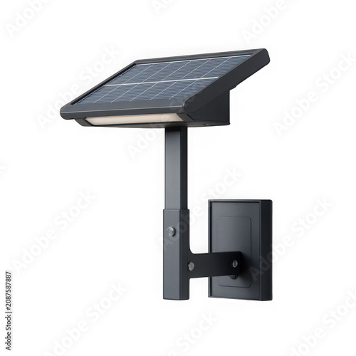 Modern solar-powered street light on wall