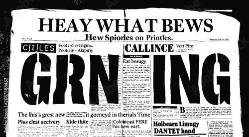 Konstfotografi Rough printed paper texture overlay with abstract headlines.