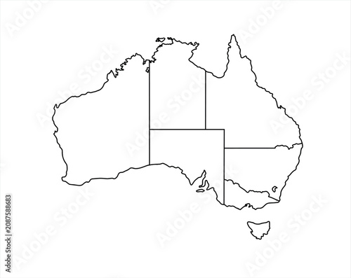 Foto Outline map of Australia with state borders simple vector illustration for desi
