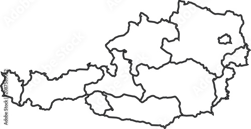 Tableau sur toile Outline map of Austria divided into federal states simple vector illustration f