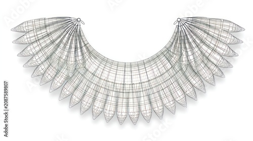 Elegant abstract fan graphic with geometric design on white background