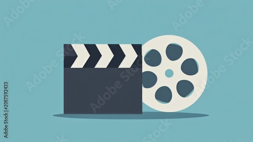 Classic Film Clapperboard and Reel Iconography for Filmmaking and Cinema Concepts.