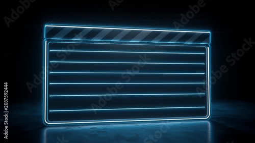 Futuristic Neon Clapperboard for Film Production.