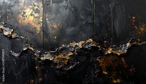Abstract dark distressed metallic texture with glowing embers and scattered sparks, grunge industrial background effect